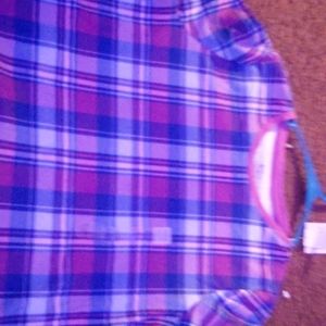 Plaid petite/medium purple blue and pink shirt